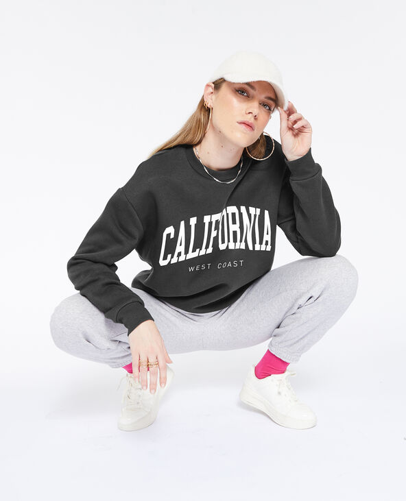Sweat col rond imprimé gris foncé - Pimkie