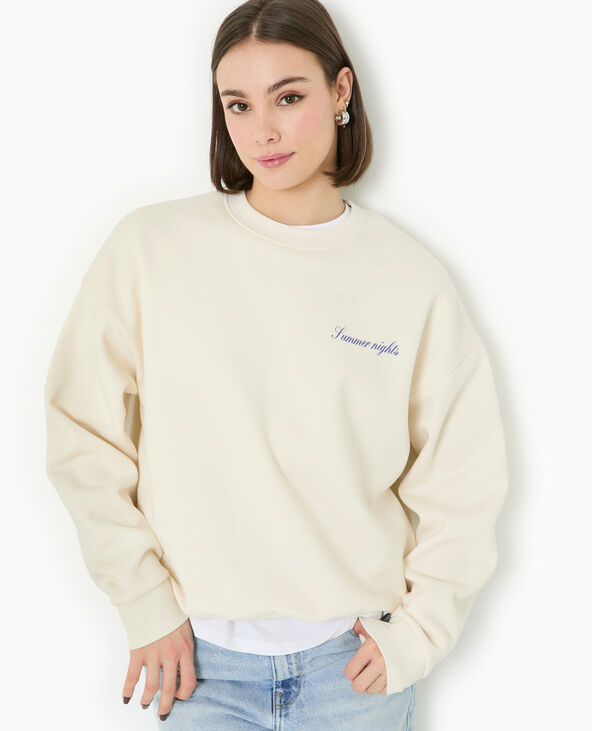 Sweat col rond avec print poitrine et dos blanc - Pimkie