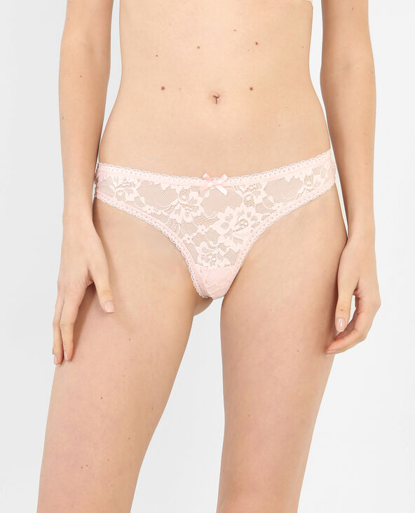 Lot de strings dentelle rose clair - Pimkie