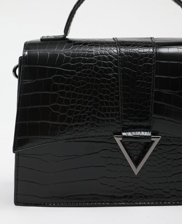 Sac boxy effet croco noir - Pimkie