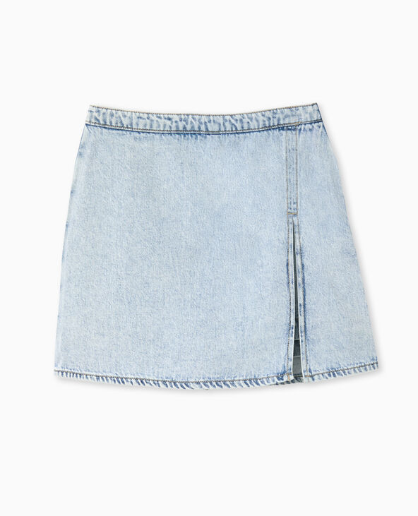 Jupe-short en jean bleu clair - Pimkie