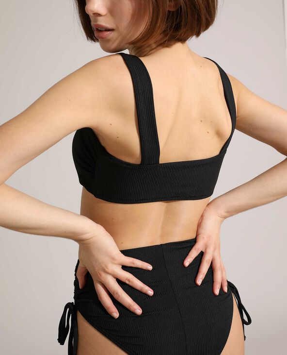 Haut de maillot de bain brassière côtelé noir - Pimkie