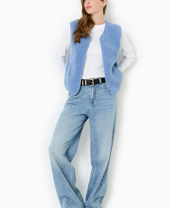 Gilet sans manches en sherpa effet mouton bleu - Pimkie