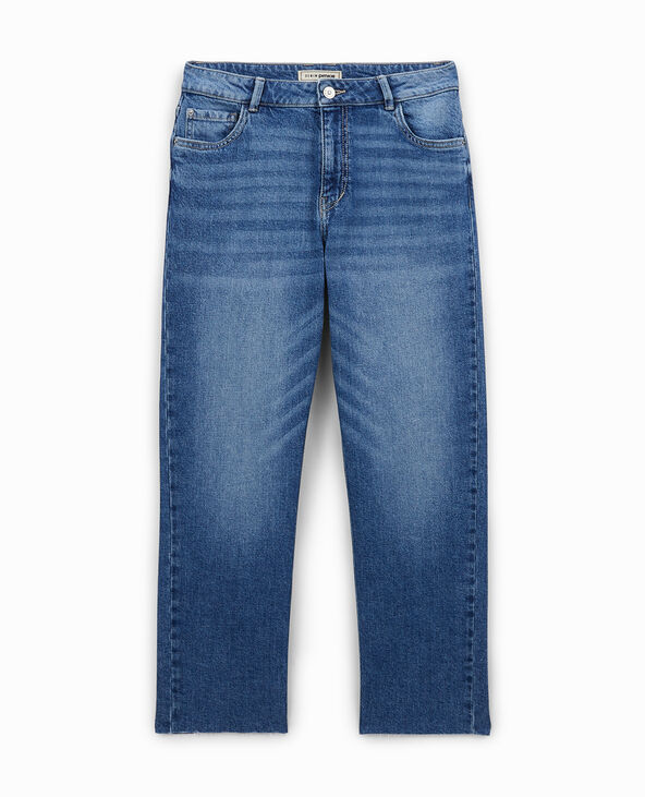 Jean droit taille regular avec bas effilochés bleu - Pimkie