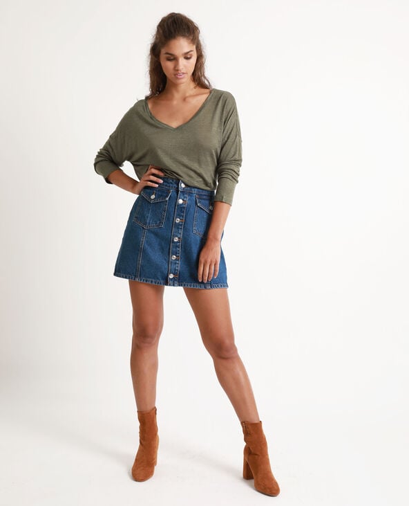 T-shirt en lin taupe - Pimkie