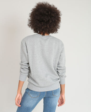 Sweat à message gris chiné - Pimkie