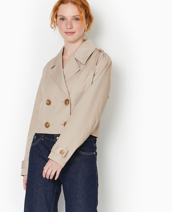 Veste trench courte double boutonnage beige - Pimkie