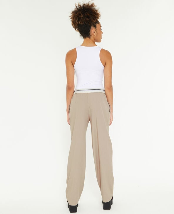 Pantalon droit avec ceinture fantaisie gris clair - Pimkie