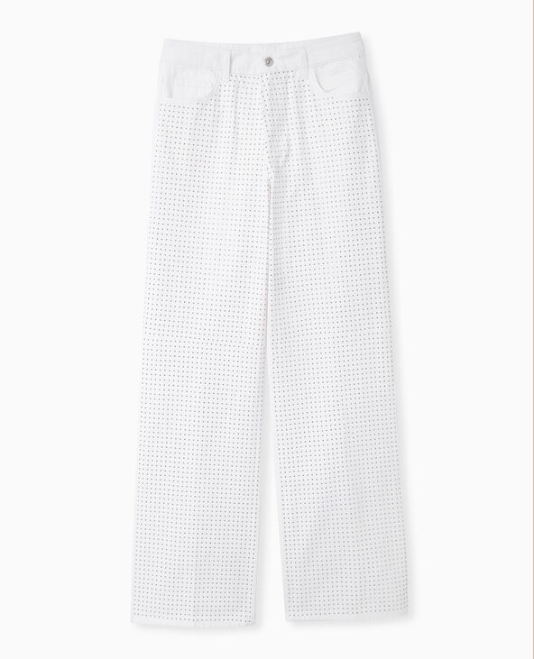 Jean droit taille haute avec strass devant blanc - Pimkie