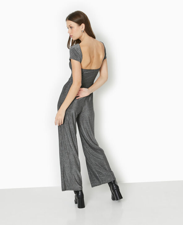 Combinaison dos dégagé en maille lurex noir - Pimkie