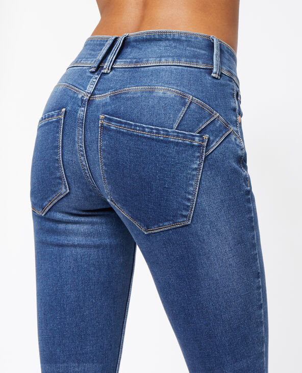 Jean skinny push-up avec double bouton bleu - Pimkie