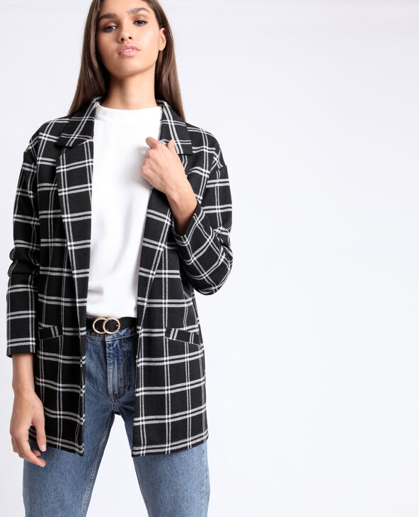 Blazer à carreaux noir - Pimkie