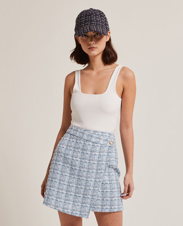 Jupe courte en tweed bleu - Pimkie