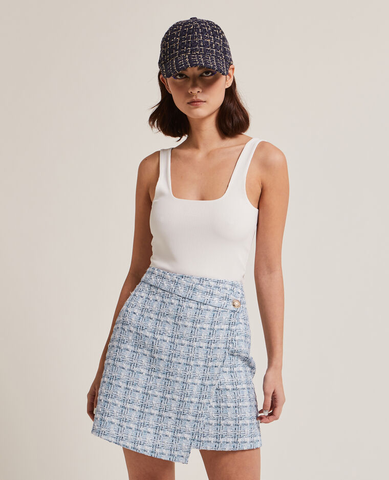 Jupe courte en tweed bleu - Pimkie
