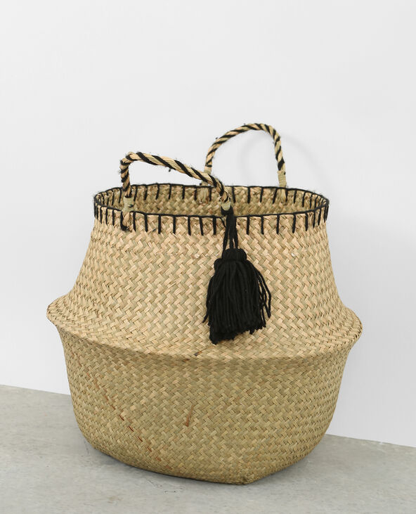 Panier en paille tressée noir - Pimkie