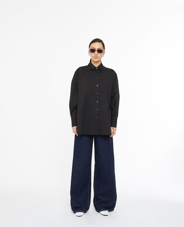 Chemise oversize unie noir - Pimkie