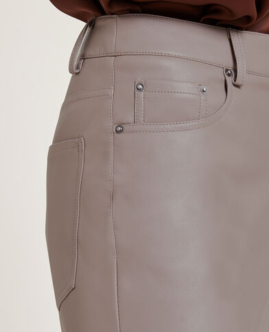 Pantalon droit en simili cuir taupe - Pimkie