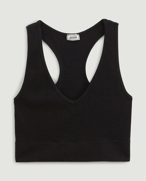 Brassière sans couture maille côtelée noir - Pimkie