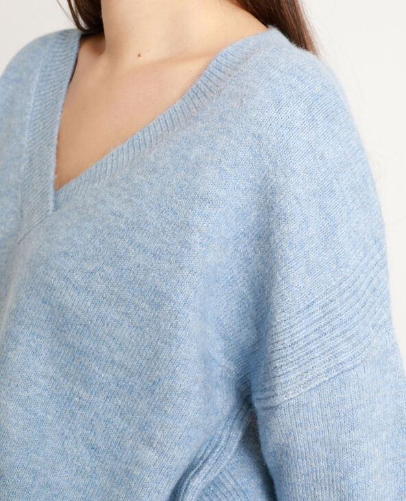 Pull à col V bleu clair - Pimkie