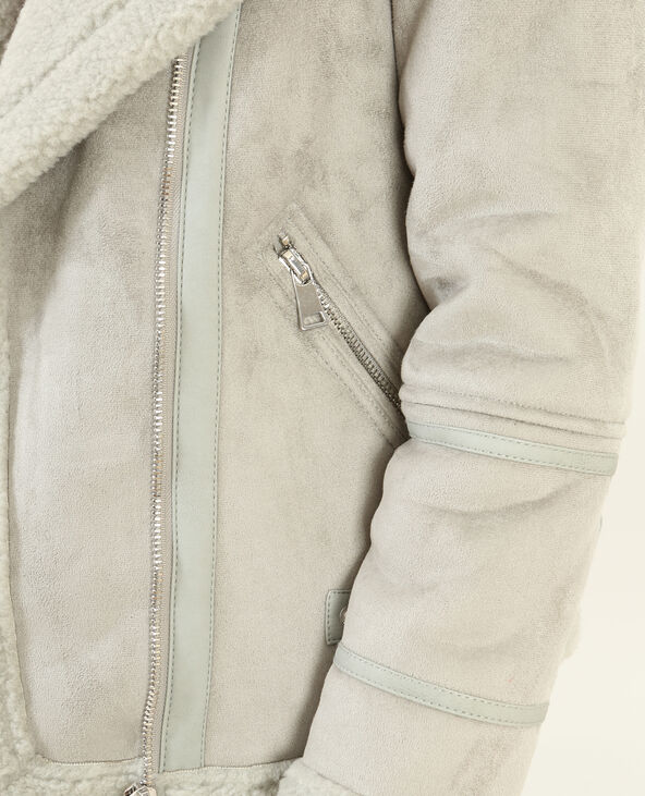 Blouson simili peau retournée gris clair - Pimkie