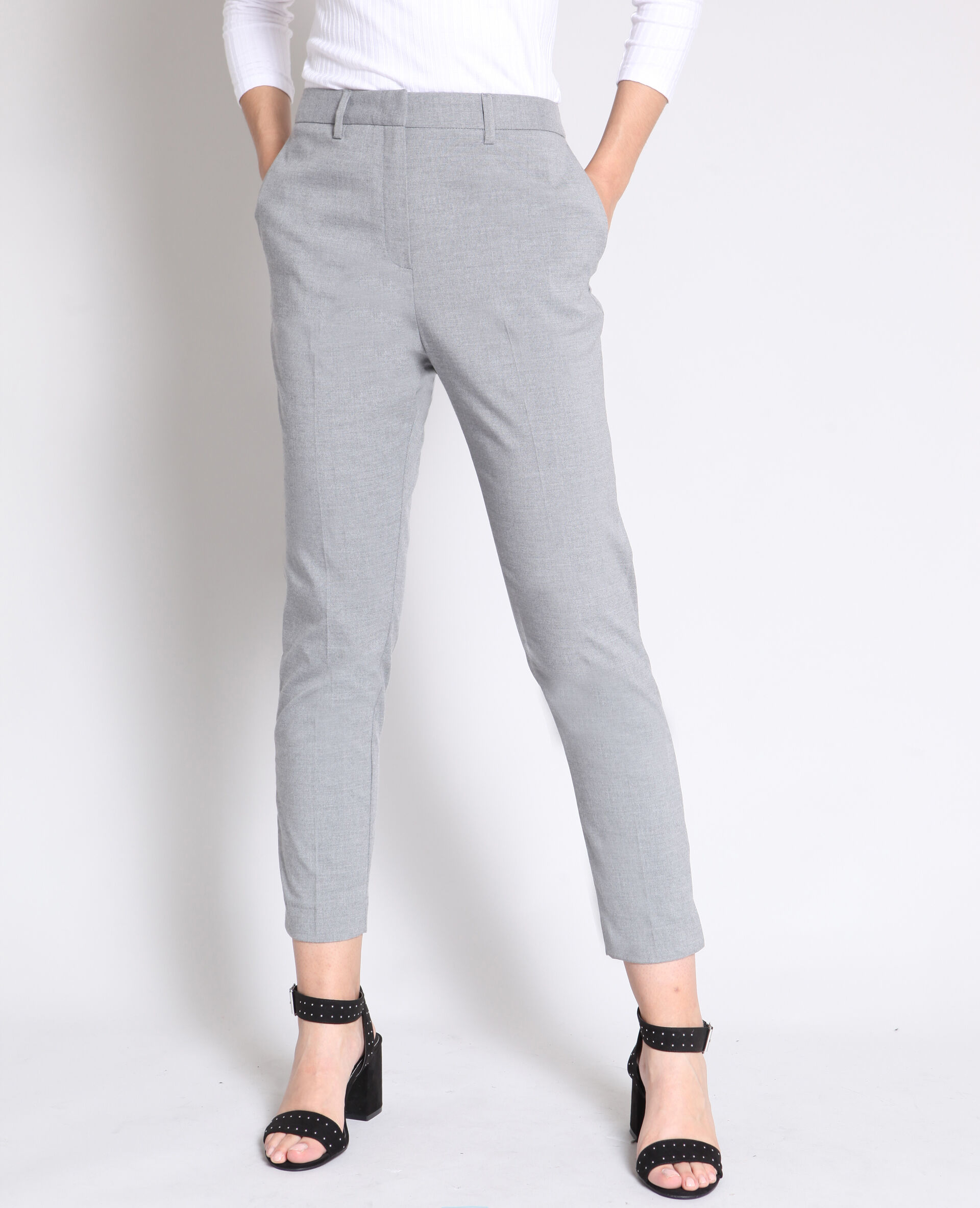 Pantalon cigarette gris femme