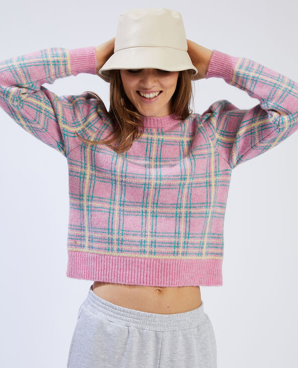 Pull à carreaux rose - Pimkie