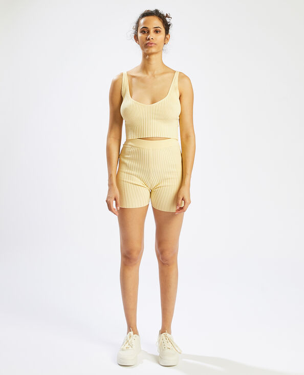 Cycliste en maille fantaisie jaune - Pimkie