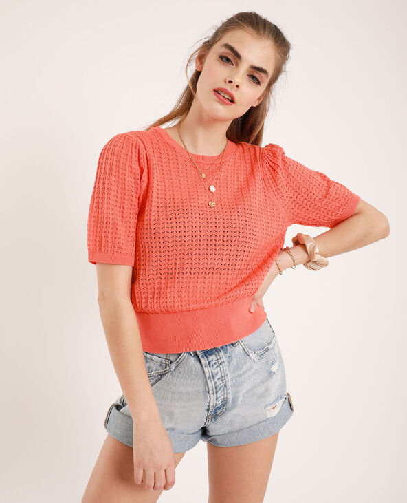 Pull à manches courtes orange - Pimkie