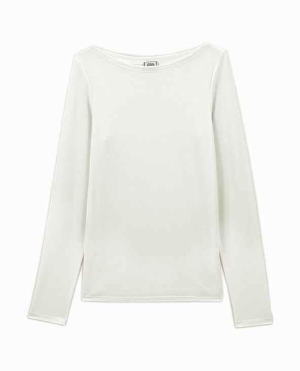 T-shirt manches longues encolure bateau blanc - Pimkie