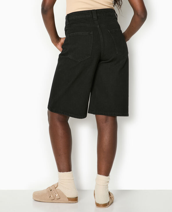 Bermuda large en jean noir - Pimkie