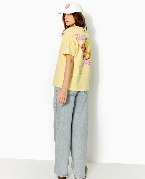 T-shirt oversize avec print poitrine et dos jaune - Pimkie