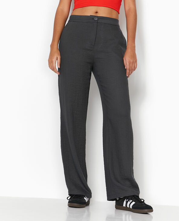 Pantalon droit souple en tissu fluide gris foncé - Pimkie