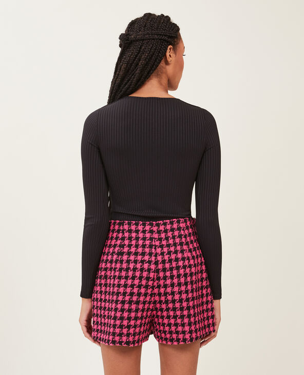 Jupe-short en tweed noir - Pimkie
