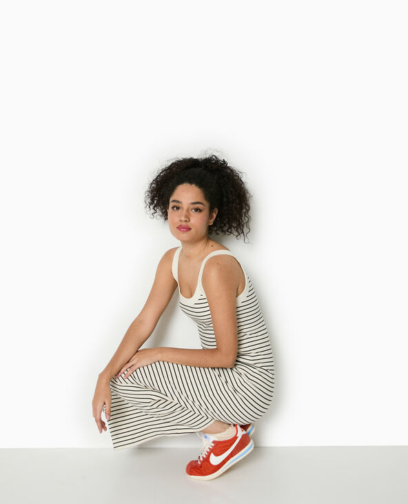 Robe longue et moulante en maille côtelée rayée blanc - Pimkie