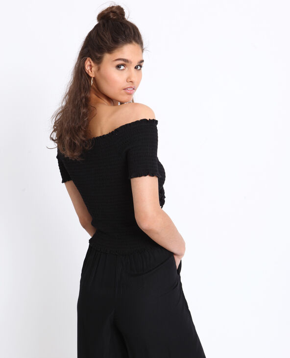 Crop top à col bardot noir - Pimkie