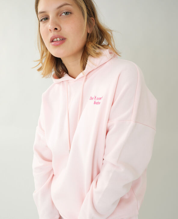 Sweat à capuche molleton oversize rose clair - Pimkie