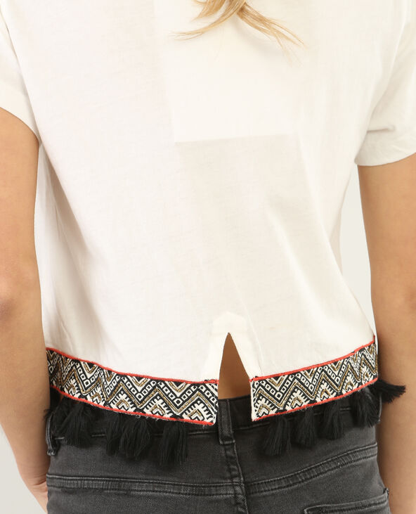Cropped top à pompons blanc - Pimkie