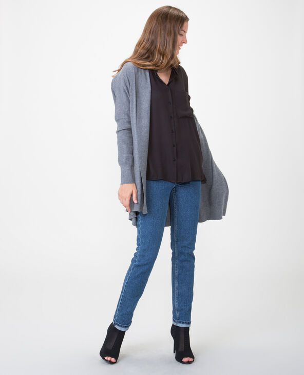 Gilet long à côtes gris chiné - Pimkie