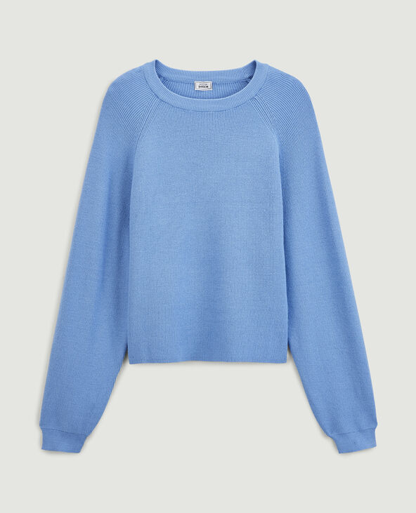 Pull col rond fines côtes bleu - Pimkie