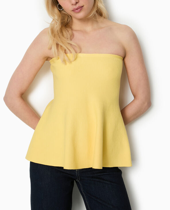 Top bustier évasé en maille jaune - Pimkie