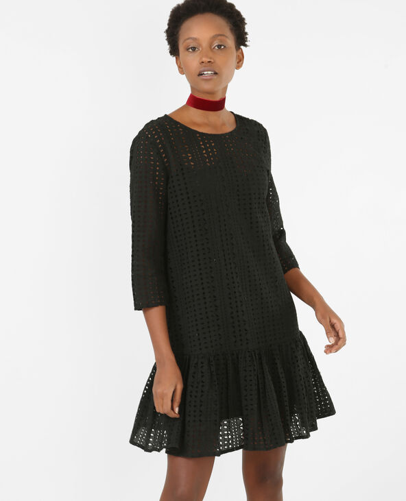 Robe guipure à basque noir - Pimkie