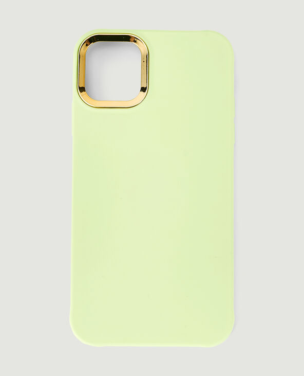 Coque iPhone contour doré vert anis - Pimkie