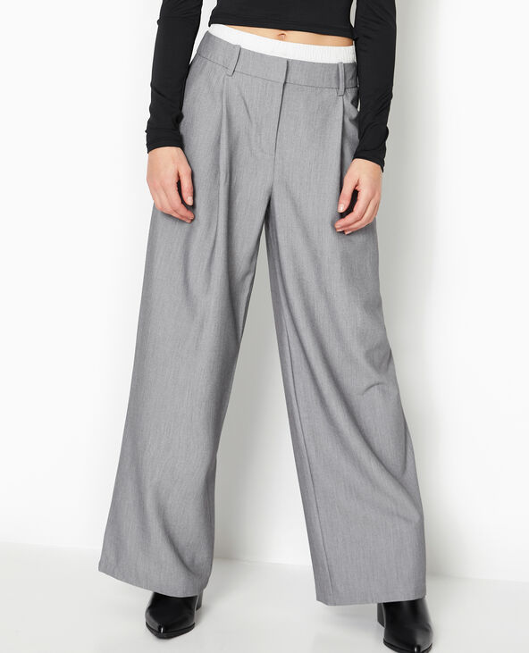 Pantalon large avec effet caleçon apparent gris - Pimkie