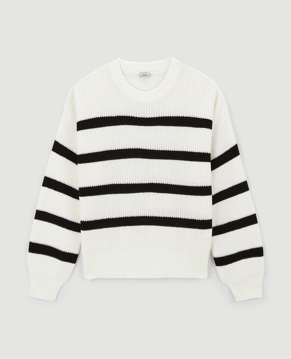 Pull col rond rayé noir - Pimkie
