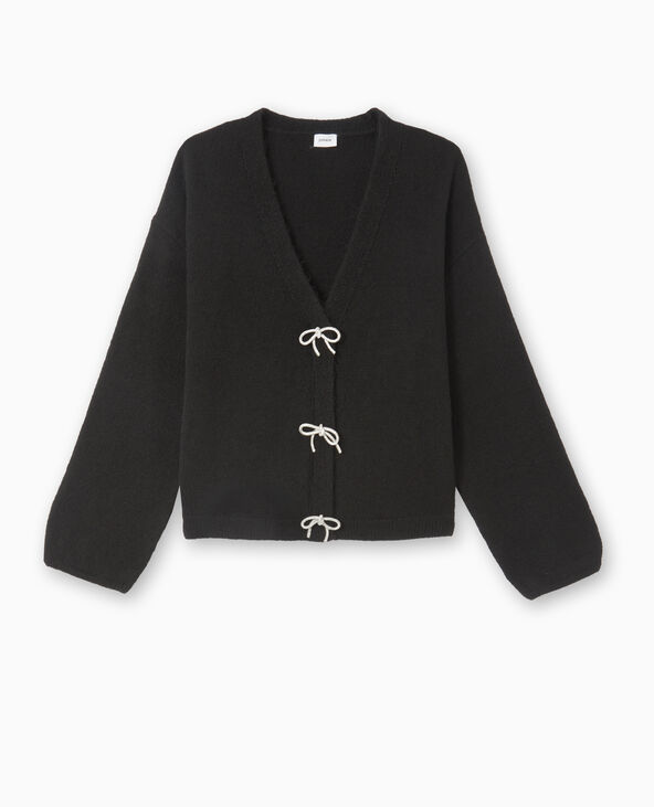 Pull effet gilet avec nœuds à strass noir - Pimkie