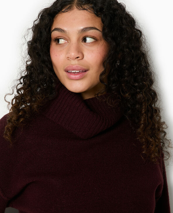 Pull col boule avec manches larges bordeaux - Pimkie
