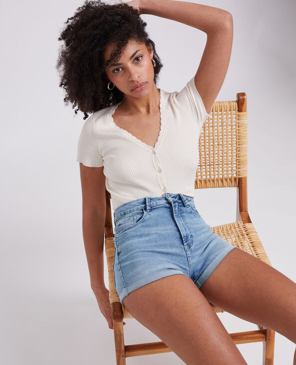 Short en jean bords roulottés bleu - Pimkie
