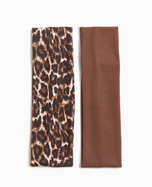 Lot de 2 bandeaux en maille côtelée camel - Pimkie