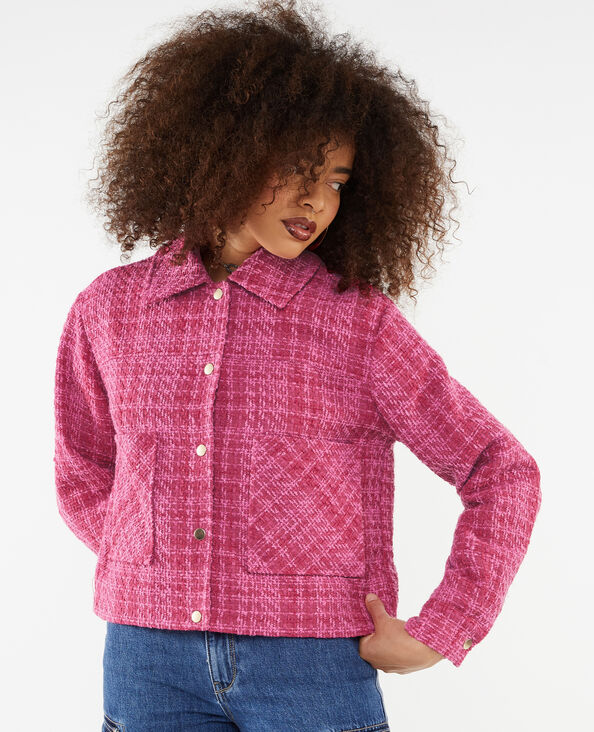 Veste courte et droite en tweed rose - Pimkie