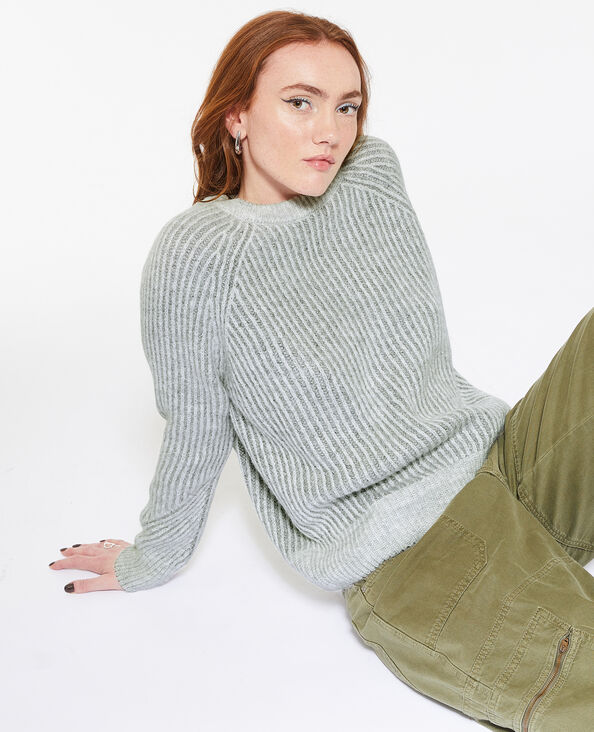 Pull en maille côtelée effet rayé gris chiné - Pimkie